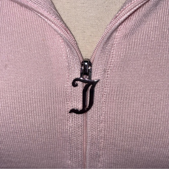 Juicy Couture Baby Pink Rhinestone Logo Knit Tracksuit Hoodie Pants Set XL - Picture 9 of 16